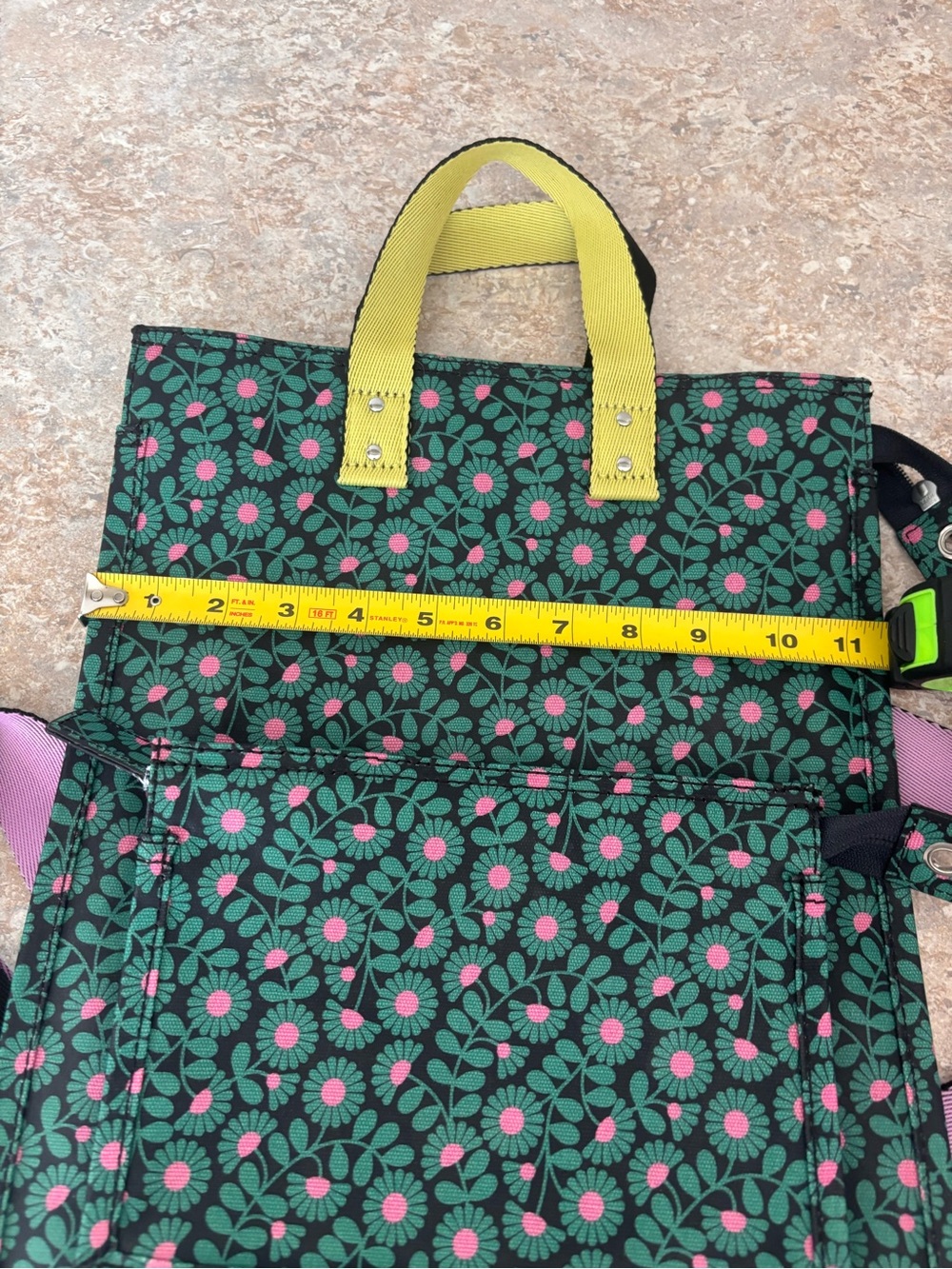 NWOT Orla Kiely Emerald Green Cosmetics Liston Backpack Tote Bag Floral Mod - Picture 5 of 5